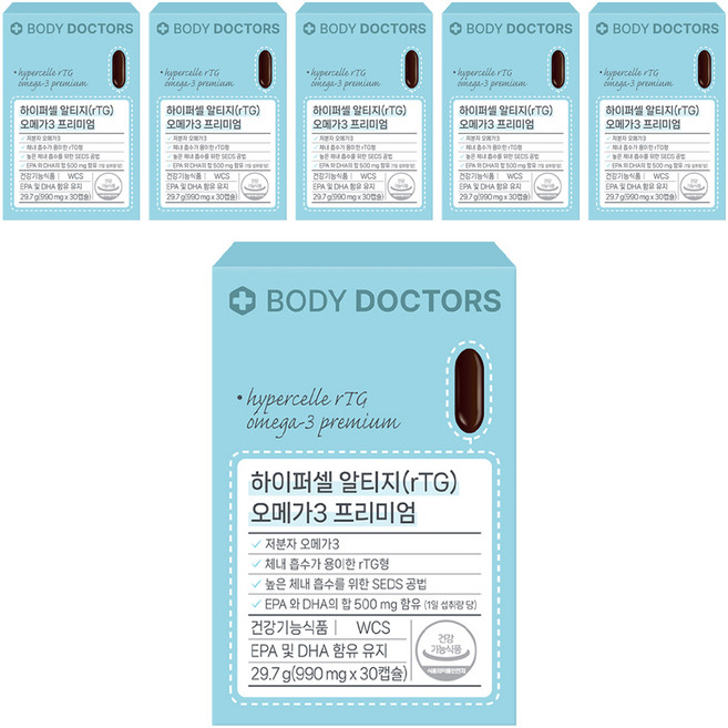 바디닥터스 하이퍼셀 알티지(rTG) 오메가3 프리미엄 29.7g, 30정, 6개