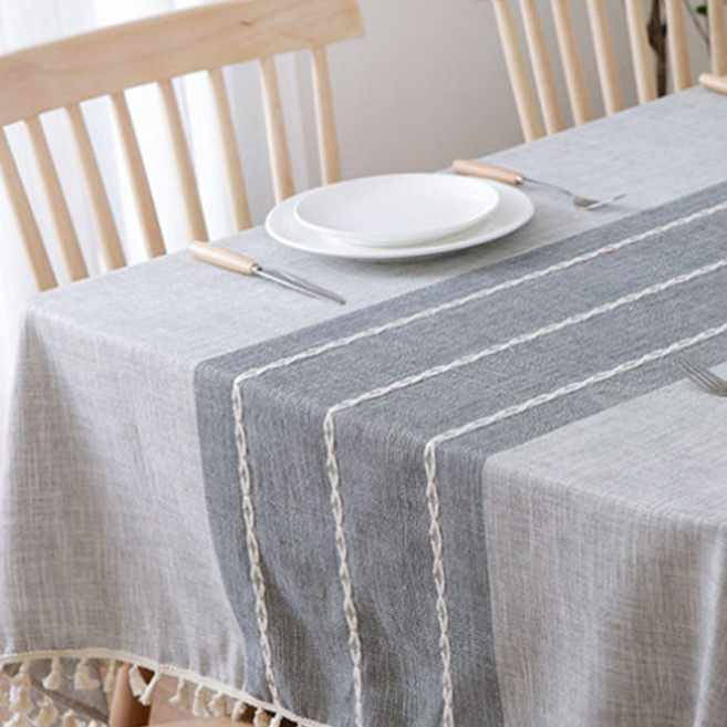 제이토리 린넨 방수 식탁보, 그레이톤, 2인(140 x 90 cm), 1개