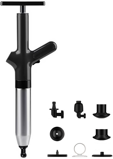 管道疏通器 含產品配件8件組, 黑色