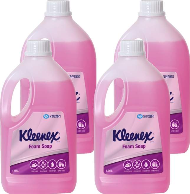 크리넥스 소프트 폼솝 로즈라일락향, 1.95L, 4개