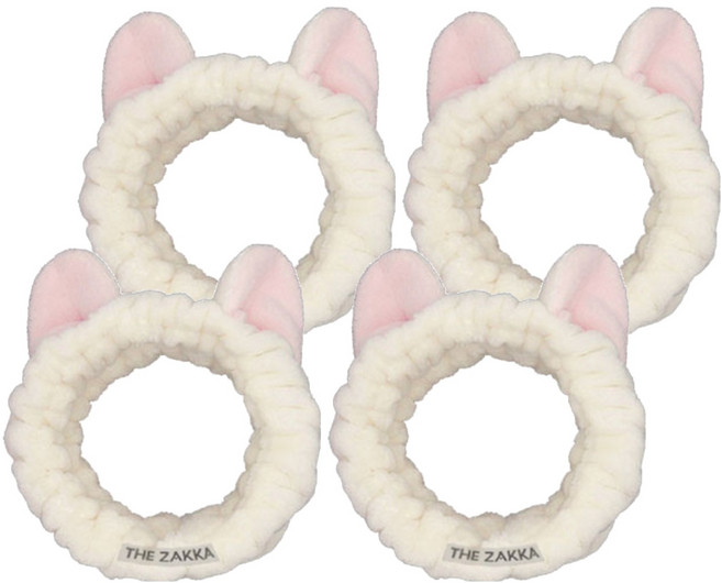 더자카 냐옹이 헤어밴드, 아이보리, 4개