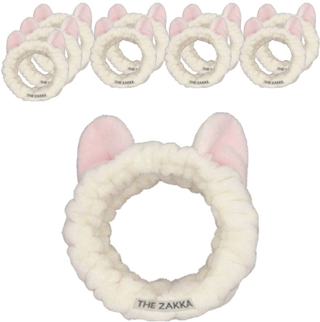 더자카 냐옹이 헤어밴드, 아이보리, 10개