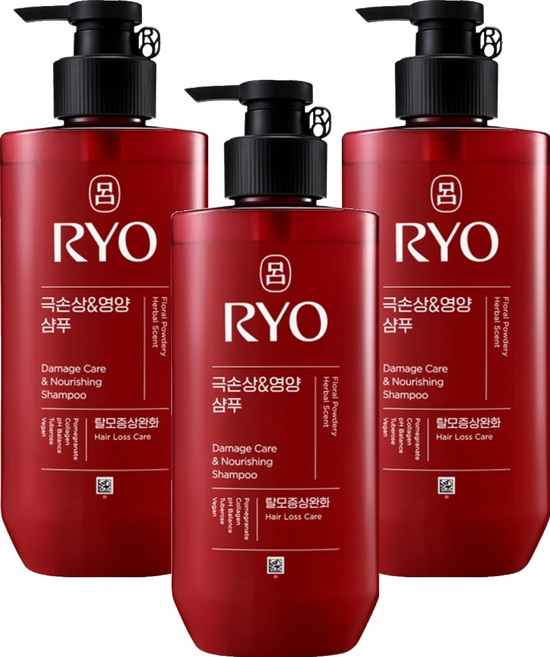 려 함빛 극손상 앤 영양 탈모증상완화 샴푸 플로럴 파우더리향, 480ml, 3개