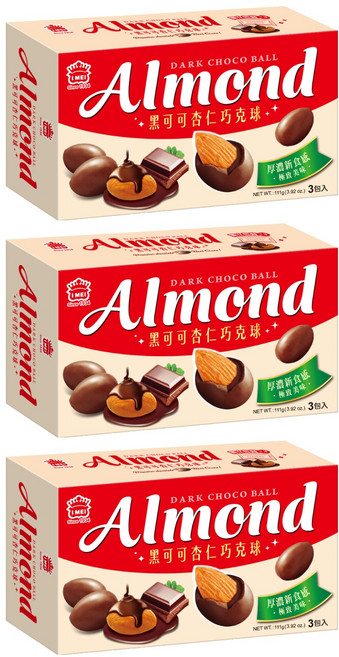 義美 杏仁巧克球 黑可可, 111g, 3盒