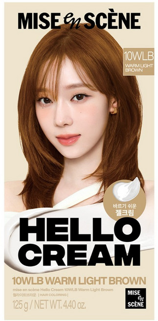 미쟝센 뉴 헬로크림 염모제 125g, 웜라이트브라운, 1개