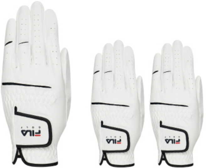 휠라골프 남성용 이지 핏 골프장갑 왼손용 3p, 화이트, 3개