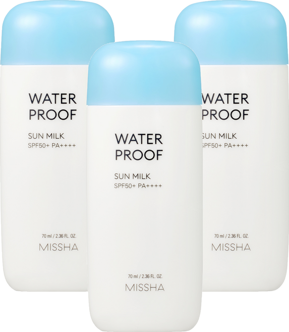 미샤 올 어라운드 세이프 블록 워터프루프 선 밀크 SPF50+ PA++++, 70ml, 3개