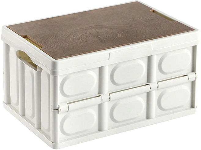 木蓋收納箱 37.5 x 25 x 21cm 882g 18L, 1層, 象牙白