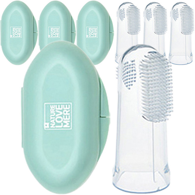 네이쳐러브메레 이지핏 실리콘 손가락 영유아칫솔 2p + 케이스 2p 세트, 투명, 2세트