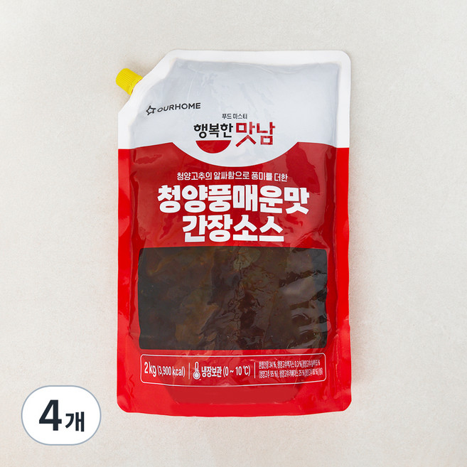 아워홈 행복한맛남 청양풍 매운맛 간장소스, 2kg, 4개