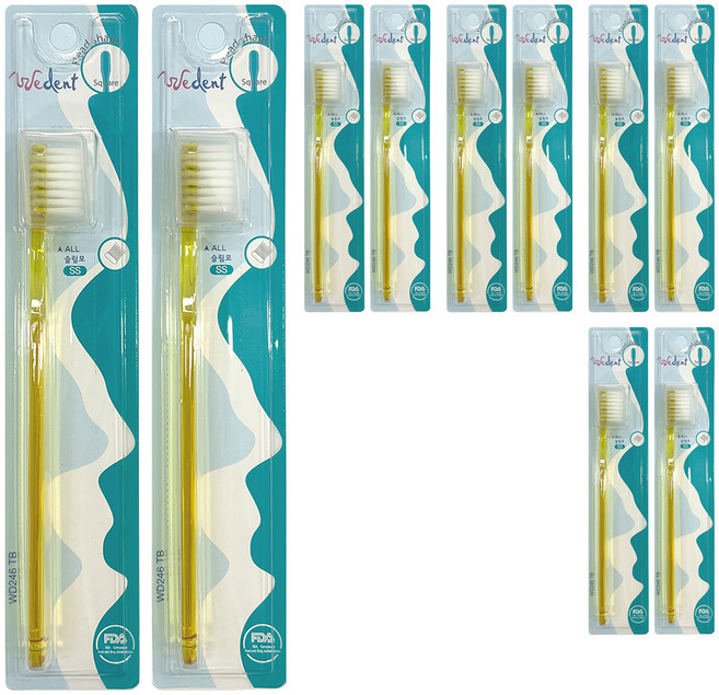 위덴 산모용 사각헤드칫솔 올 미세모 SS 옐로우, 1개입, 10개