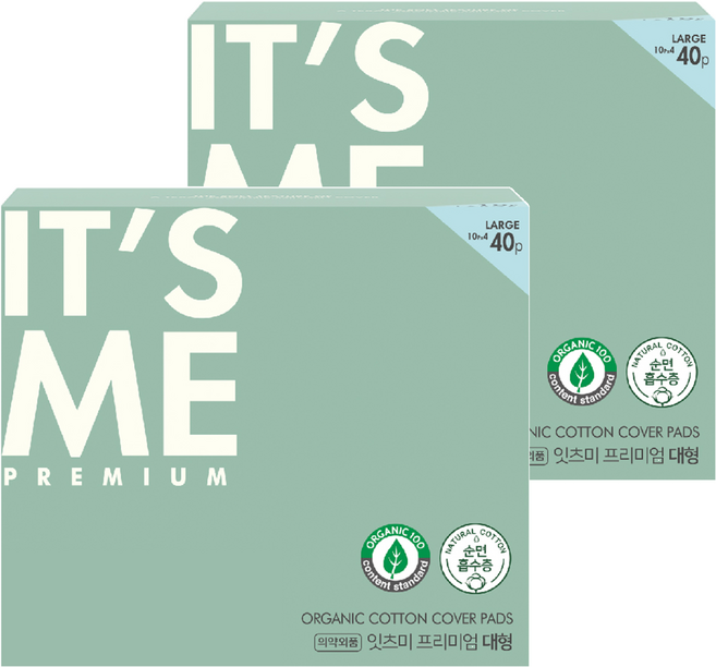 잇츠미 퓨어앤핏 프리미엄 생리대 날개형, 대형, 40개입, 2개