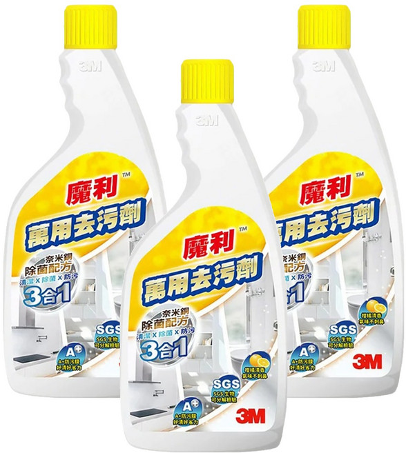 3M 魔利 萬用去污劑補充瓶, 3瓶, 500ml