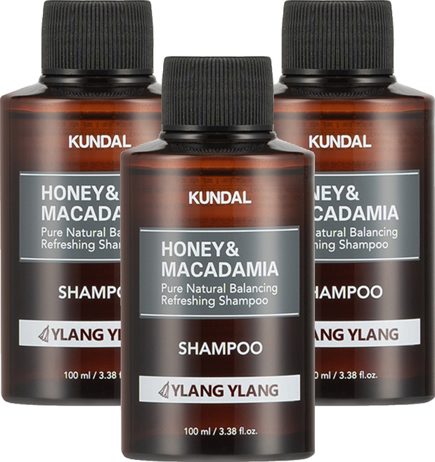 쿤달 허니 앤 마카다미아 네이처 샴푸 일랑일랑향, 100ml, 3개