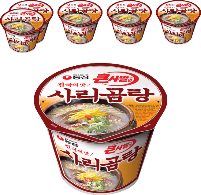 농심 사리곰탕면 컵라면 큰사발 111g, 6개
