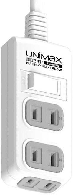 UNiMaX 美克斯 1切3座2P延長線 MA-12312, 3.6m, 白色, 1個