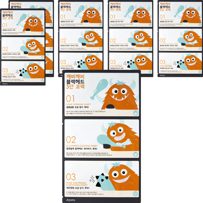 어퓨 깨비깨비 블랙헤드 3단 코팩, 1개입, 6개