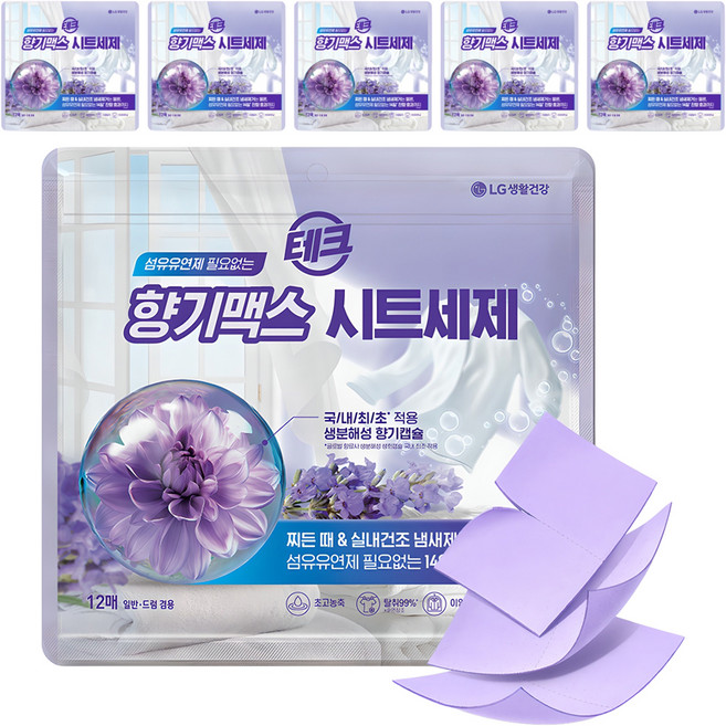 테크 향기맥스 시트세제, 12개입, 6개