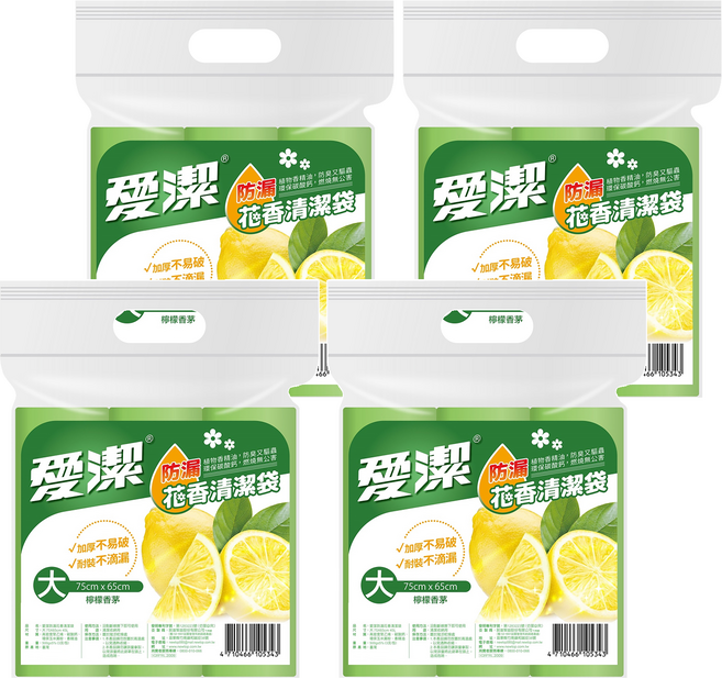 愛潔 防漏花香清潔袋 檸檬香茅, 45L, 4包