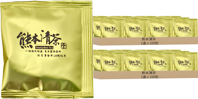 熊本清茶 日月潭紅茶台茶18號立體茶包 量販家庭包, 3g, 100包, 2盒