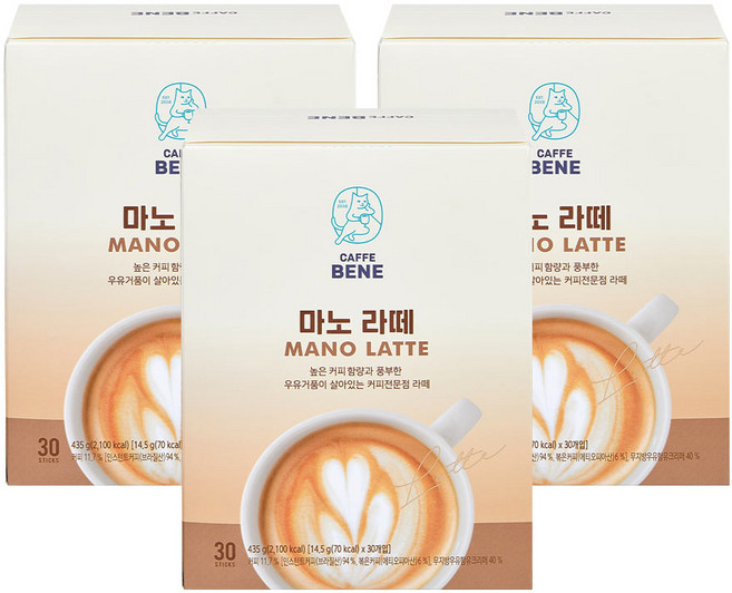 카페베네 마노라떼, 14.5g, 30개입, 3개