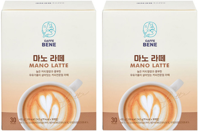 카페베네 마노라떼, 14.5g, 30개입, 2개