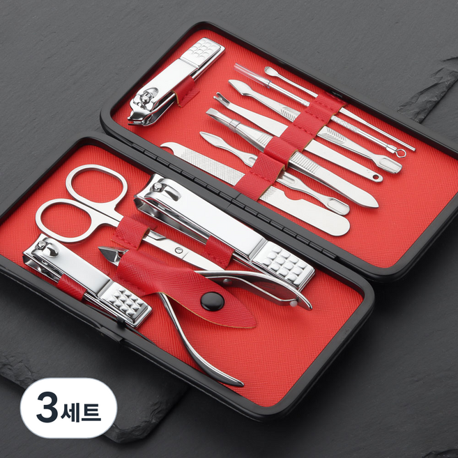 정원전산 손톱깎이 12종 세트 JWN-12S, 실버, 3세트