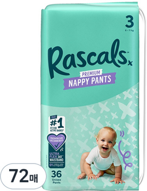 라스칼프렌즈 프리미엄 팬티형 기저귀, 3단계, 72매