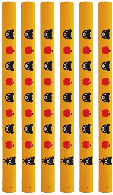 KUMON 6B三角鉛筆, 黑熊君 黃色, 6支