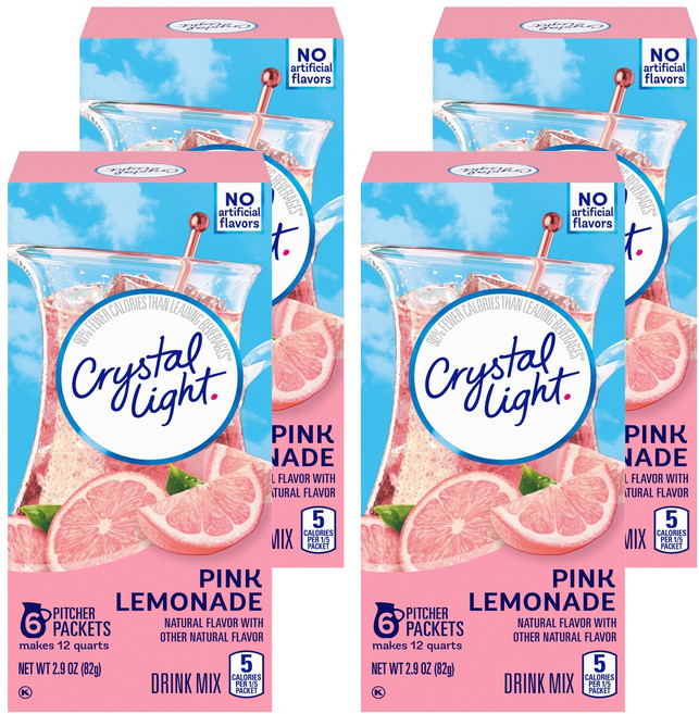 크리스탈라이트 핑크 레몬 에이드분말, 13.7g, 6개입, 4개