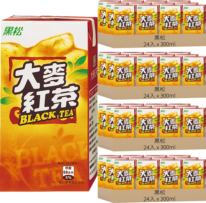 黑松 大麥紅茶, 300ml, 96入