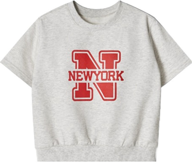 유니프랜드 아동용 뉴욕 반팔 5부 오버핏 맨투맨