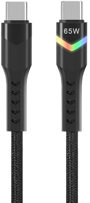 HOLiC CABLES TC-TC七彩氛圍燈充傳線PD 65W, 100cm, 黑色, 1條