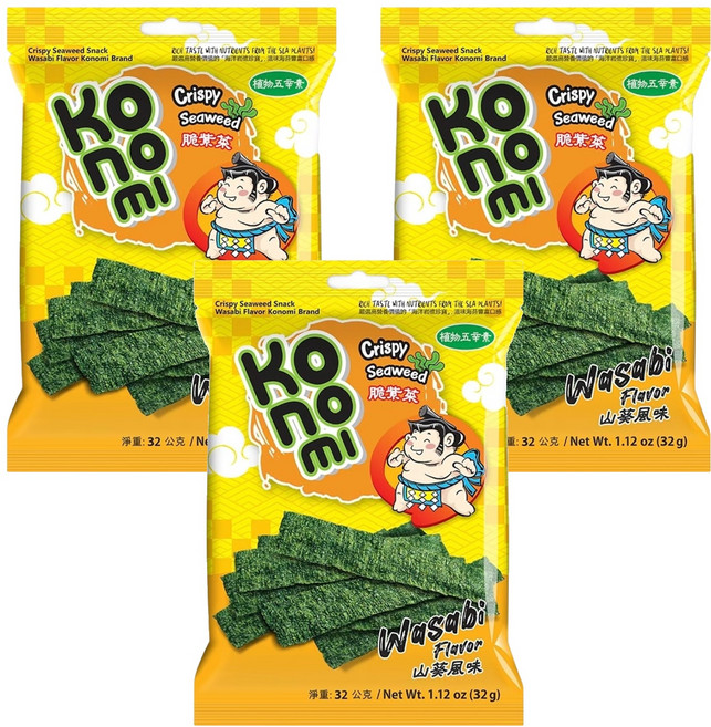 Konomi 相撲手 脆紫菜 山葵風味, 32g, 3包
