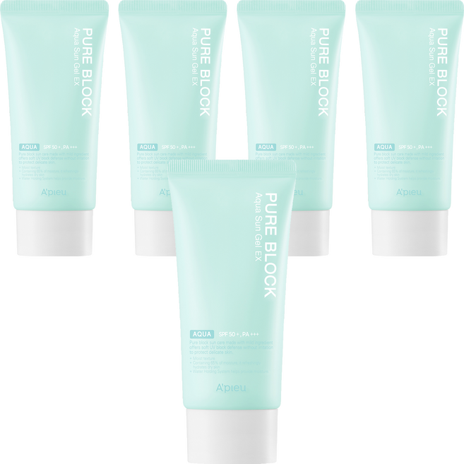어퓨 퓨어 블록 아쿠아 선젤 이엑스 SPF50+ PA+++, 50ml, 5개