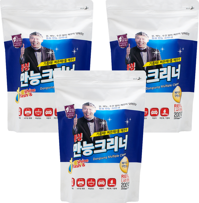 동성크리너 만능 세정티슈 지퍼백 200p, 3개