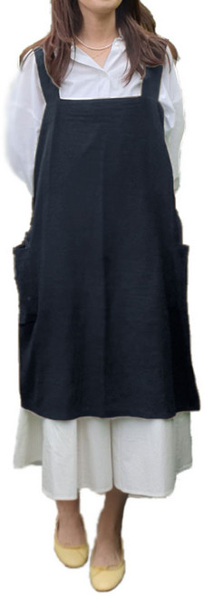 린넨 심플 롱 앞치마 XL, 블루, 1개
