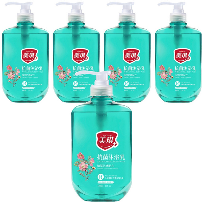 美琪 抗菌沐浴乳 小葉薔薇 植萃防護配方, 680ml, 5瓶