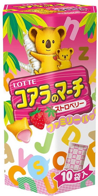 LOTTE 樂天 小熊餅 家庭號 草莓風味 10包, 195g, 1盒