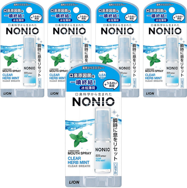 LION 獅王 NONIO 終結口氣淨涼噴劑 冰炫薄荷, 5ml, 5瓶