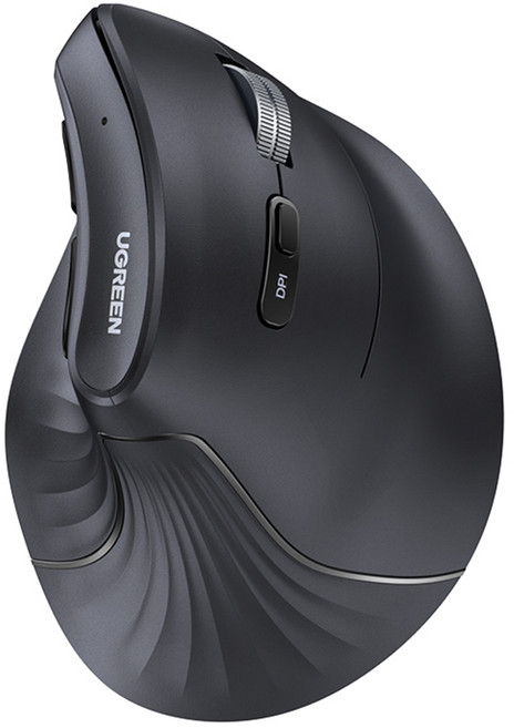 유그린 버티컬 인체공학 트리플 멀티태스킹 무선 블루투스 무소음 마우스 4000DPI, MU008, 블랙