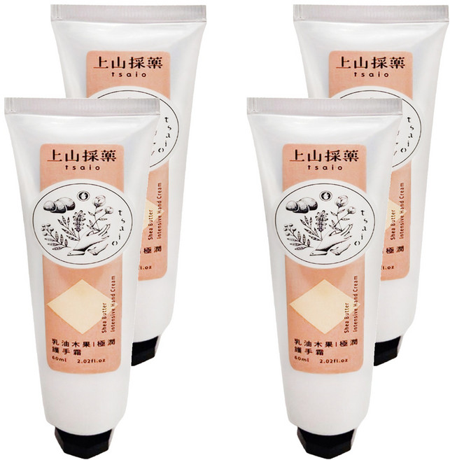 tsaio 上山採藥 乳油木果極潤護手霜, 60ml, 4條
