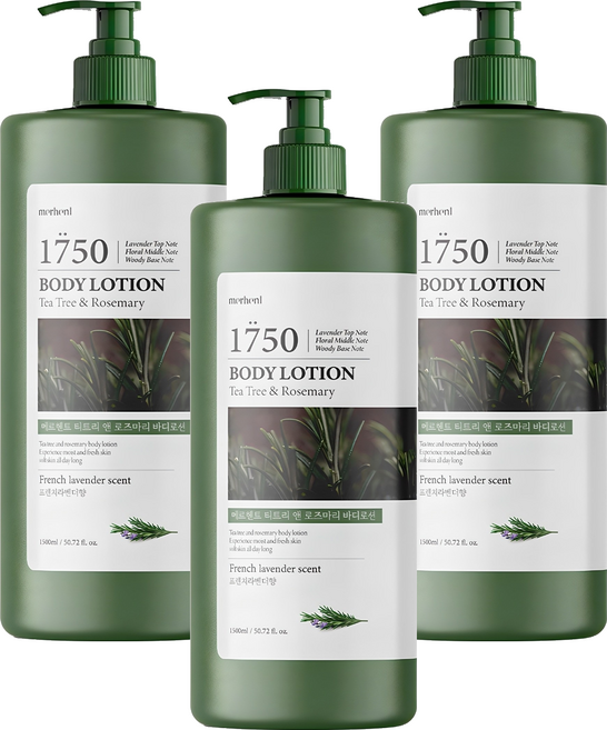 메르헨트 티트리 앤 로즈마리 대용량 바디로션 프렌치라벤더향, 3개, 1.5L