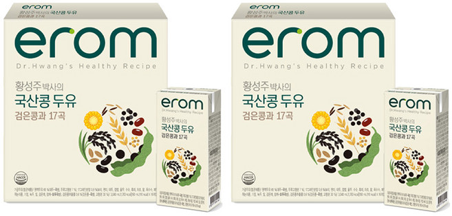 이롬 황성주 국산콩 두유 검은콩과 17곡, 190ml, 32개