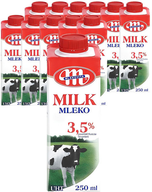 믈레코비타 3.5% 멸균우유, 250ml, 12개