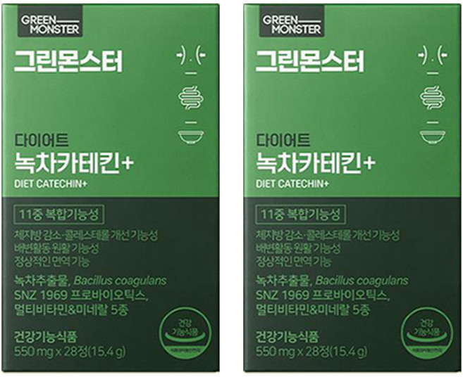 그린몬스터 다이어트 녹차카테킨 플러스, 28정, 15.4g, 2개