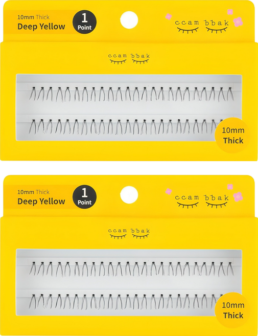 깜빡 인조 가닥속눈썹 패키지버전 10mm 띠크 1기둥, 블랙, 2개