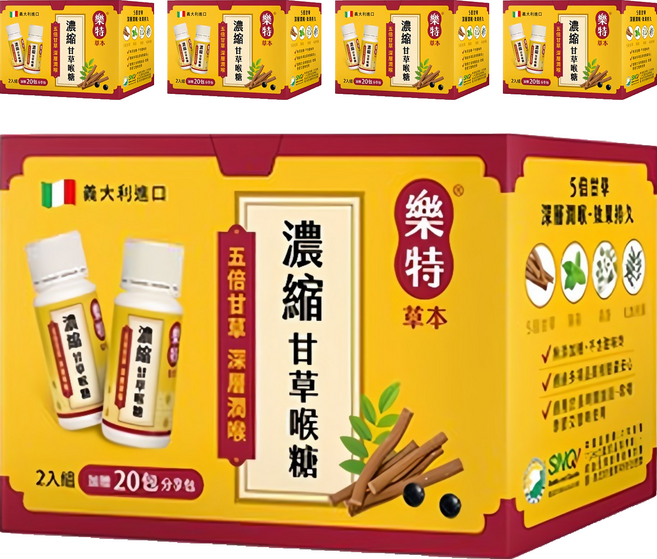 樂特 濃縮甘草喉糖 潤喉時刻, 38.8g, 5盒