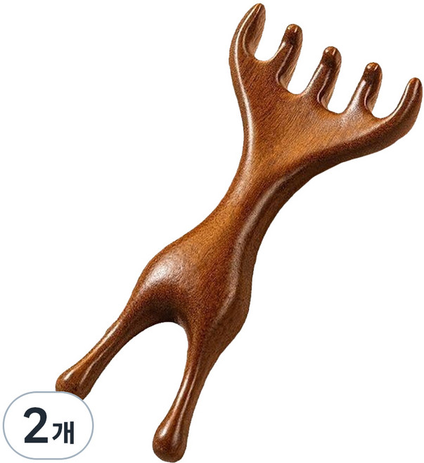 양방향 사슴뿔 경락 마사지 빗 두피 목 페이스 아이홀, 2개, 혼합색상