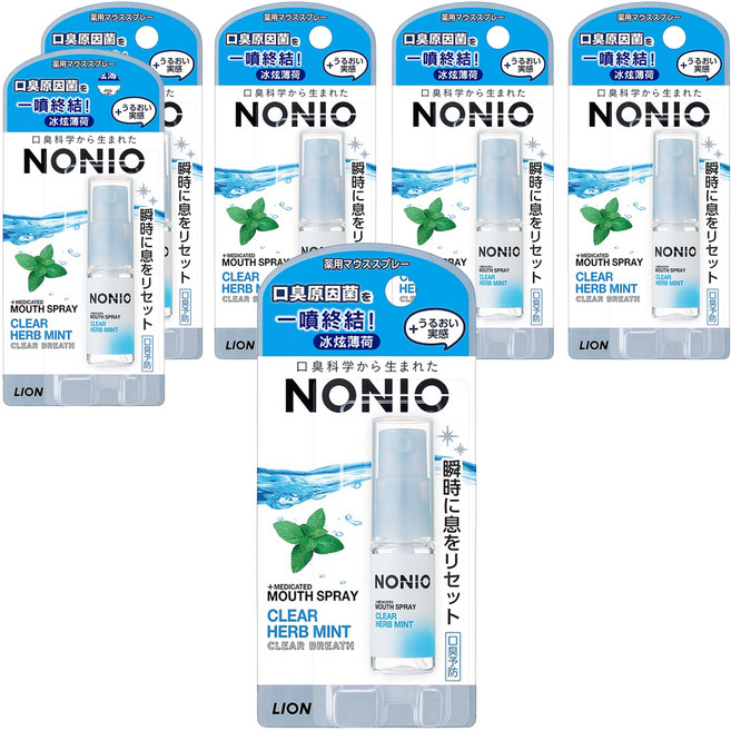 LION 獅王 NONIO 終結口氣淨涼噴劑 冰炫薄荷, 5ml, 6瓶